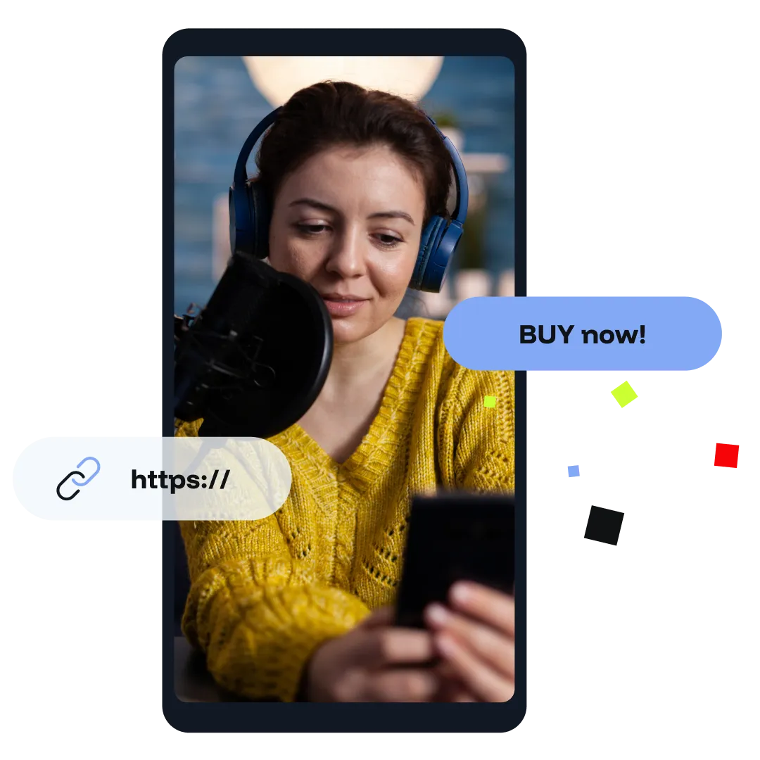 Influencer promoting a product in short-form content with direct call-to-action for immediate engagement.