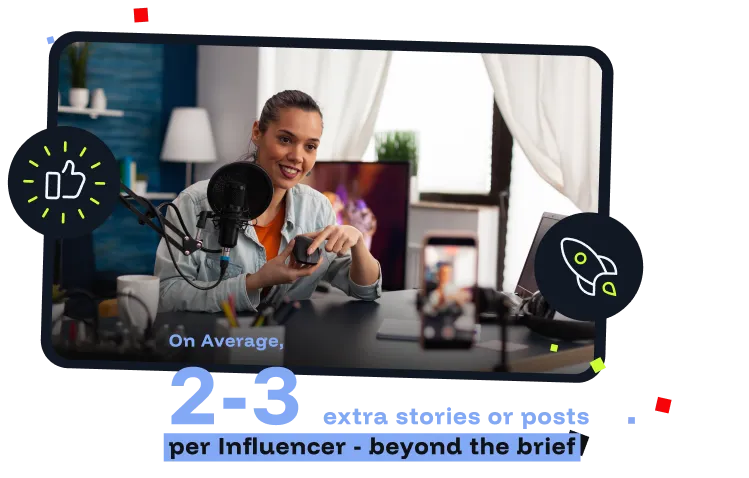 Influencer recording product content in a home studio setup.